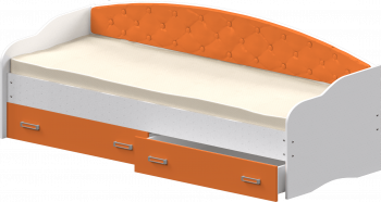 Кровать Софа-7 с мягкой спинкой (800х1900) Белый/Оранжевый в Камне-на-Оби - kamen-na-obi.mebel54.com | фото