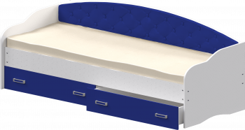 Кровать Софа-7 с мягкой спинкой (800х1900) Белый/Синий в Камне-на-Оби - kamen-na-obi.mebel54.com | фото