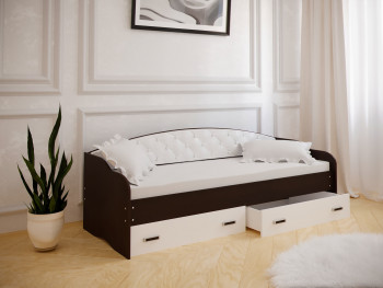 Кровать Софа-7 с мягкой спинкой (800х1900) Венге/ Белый в Камне-на-Оби - kamen-na-obi.mebel54.com | фото