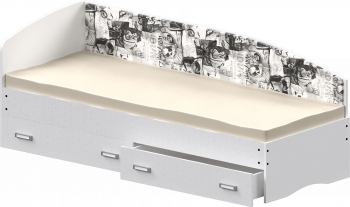Кровать Софа-9 с мягкой спинкой с рисунком Милана (900х1900) Белый в Камне-на-Оби - kamen-na-obi.mebel54.com | фото