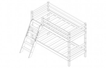 Кровать Соня вариант 12 низкая с наклонной лестницей Белый полупрозрачный в Камне-на-Оби - kamen-na-obi.mebel54.com | фото