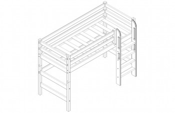 Кровать Соня вариант 5 полувысокая с прямой лестницей белый полупрозрачный в Камне-на-Оби - kamen-na-obi.mebel54.com | фото