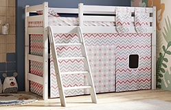 Кровать Соня вариант 6 полувысокая с наклонной лестницей Белый полупрозрачный в Камне-на-Оби - kamen-na-obi.mebel54.com | фото