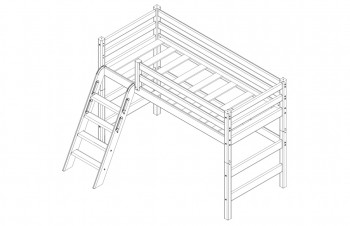 Кровать Соня вариант 6 полувысокая с наклонной лестницей Лаванда в Камне-на-Оби - kamen-na-obi.mebel54.com | фото
