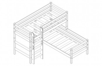 Кровать Соня вариант 7 угловая с прямой лестницей Лаванда в Камне-на-Оби - kamen-na-obi.mebel54.com | фото