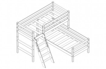 Кровать Соня вариант 8 угловая с наклонной лестницей Лаванда в Камне-на-Оби - kamen-na-obi.mebel54.com | фото