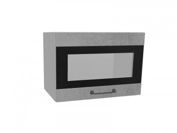 Лофт ПГСФ 500 шкаф верхний горизонтальный со стеклом и фотопечатью (Бетон светлый/корпус Серый) в Камне-на-Оби - kamen-na-obi.mebel54.com | фото