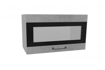 Лофт ПГСФ 600 шкаф верхний горизонтальный со стеклом и фотопечатью (Бетон светлый/корпус Серый) в Камне-на-Оби - kamen-na-obi.mebel54.com | фото
