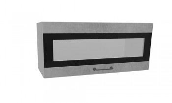 Лофт ПГСФ 800 шкаф верхний горизонтальный со стеклом и фотопечатью (Бетон светлый/корпус Серый) в Камне-на-Оби - kamen-na-obi.mebel54.com | фото