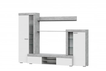 Мебель для гостиной МГС 5 Цемент светлый / Белый в Камне-на-Оби - kamen-na-obi.mebel54.com | фото