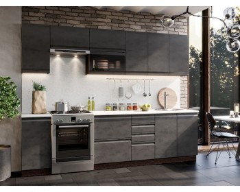 Модульная кухня Бруклин 2,8 м (Бетон черный/Венге) в Камне-на-Оби - kamen-na-obi.mebel54.com | фото