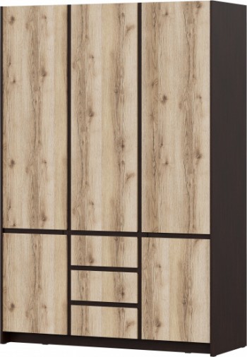 Модульная система "Прага" Шкаф для одежды трехстворчатый Дуб Венге/Дуб Делано в Камне-на-Оби - kamen-na-obi.mebel54.com | фото