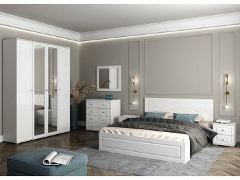 Модульная спальня Барселона (Белый/Белый глянец) в Камне-на-Оби - kamen-na-obi.mebel54.com | фото