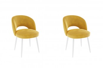 Набор стульев Моли 2 шт (жёлтый велюр/белый) в Камне-на-Оби - kamen-na-obi.mebel54.com | фото