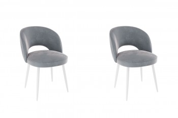 Набор стульев Моли 2 шт (серый велюр/белый) в Камне-на-Оби - kamen-na-obi.mebel54.com | фото