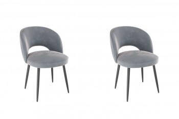 Набор стульев Моли 2 шт (серый велюр/черный) в Камне-на-Оби - kamen-na-obi.mebel54.com | фото
