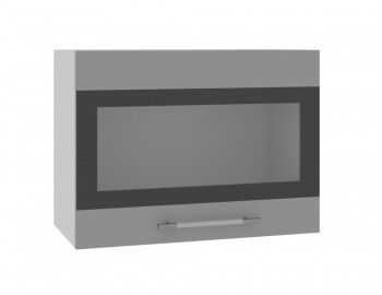 Норд ШВГС 600 Шкаф верхний горизонтальный со стеклом (Софт черный/корпус Белый) в Камне-на-Оби - kamen-na-obi.mebel54.com | фото