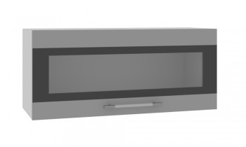 Норд ШВГС 800 Шкаф верхний горизонтальный со стеклом (Софт черный/корпус Белый) в Камне-на-Оби - kamen-na-obi.mebel54.com | фото