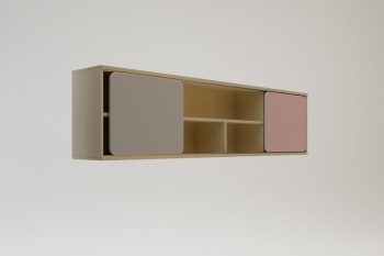 Полка между шкафами 1660 Грэйси (Розовый/Серый/корпус Клен) в Камне-на-Оби - kamen-na-obi.mebel54.com | фото
