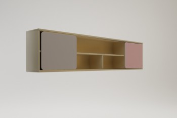Полка между шкафами 1960 Грэйси (Розовый/Серый/корпус Клен) в Камне-на-Оби - kamen-na-obi.mebel54.com | фото
