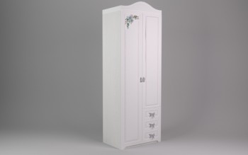 Шкаф 2-х створчатый с ящиками Бэлла (Выбеленное дерево/Белый) в Камне-на-Оби - kamen-na-obi.mebel54.com | фото