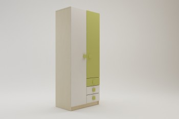 Шкаф 2-х створчатый с ящиками Эппл (Зеленый/Белый/корпус Клен) в Камне-на-Оби - kamen-na-obi.mebel54.com | фото
