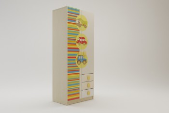 Шкаф 2-х створчатый с ящиками Клаксон (Бежевый/корпус Клен) в Камне-на-Оби - kamen-na-obi.mebel54.com | фото