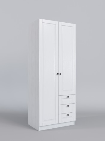Шкаф 2-х створчатый с ящиками Классика (Белый/корпус Выбеленное дерево) в Камне-на-Оби - kamen-na-obi.mebel54.com | фото