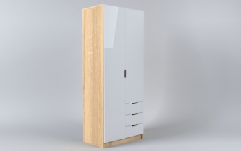 Шкаф 2-х створчатый с ящиками Лофт (Белый/корпус Дуб Сонома) в Камне-на-Оби - kamen-na-obi.mebel54.com | фото