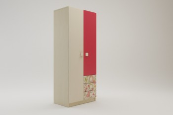 Шкаф 2-х створчатый с ящиками Ретвит (Бежевый/Красный/корпус Клен) в Камне-на-Оби - kamen-na-obi.mebel54.com | фото