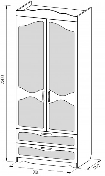 Шкаф 2-х створчатый с ящиками серии Иллюзия 36 Светло-розовый в Камне-на-Оби - kamen-na-obi.mebel54.com | фото
