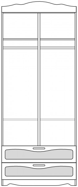 Шкаф 2-х створчатый с ящиками серии Иллюзия 67 Светло-фиолетовый в Камне-на-Оби - kamen-na-obi.mebel54.com | фото