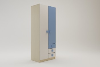 Шкаф 2-х створчатый с ящиками Скай (Синий/Белый/корпус Клен) в Камне-на-Оби - kamen-na-obi.mebel54.com | фото