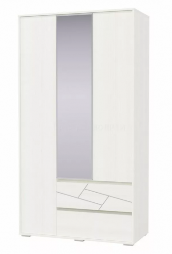Шкаф 3-х дверный с ящиками Аделина 1200 Рамух белый в Камне-на-Оби - kamen-na-obi.mebel54.com | фото