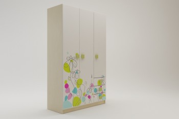 Шкаф 3-х створчатый с ящиками Флёр (Белый/корпус Клен) в Камне-на-Оби - kamen-na-obi.mebel54.com | фото