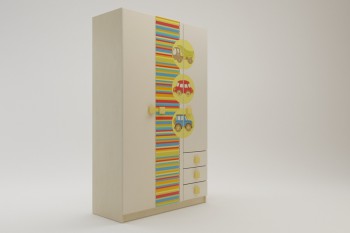 Шкаф 3-х створчатый с ящиками Клаксон (Бежевый/корпус Клен) в Камне-на-Оби - kamen-na-obi.mebel54.com | фото