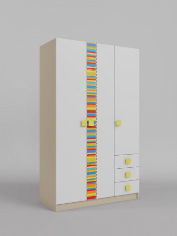Шкаф 3-х створчатый с ящиками Клаксон без машинок (Белый/корпус Клен) в Камне-на-Оби - kamen-na-obi.mebel54.com | фото