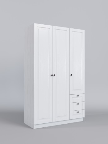Шкаф 3-х створчатый с ящиками Классика (Белый/корпус Выбеленное дерево) в Камне-на-Оби - kamen-na-obi.mebel54.com | фото