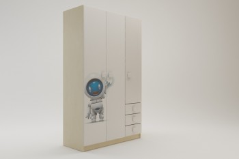 Шкаф 3-х створчатый с ящиками Санни (Белый/корпус Клен) в Камне-на-Оби - kamen-na-obi.mebel54.com | фото