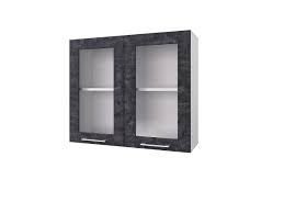 Шкаф 80 с 2-мя витринами Лофт (Камень Арья/корпус Белый) в Камне-на-Оби - kamen-na-obi.mebel54.com | фото