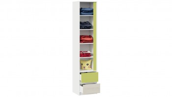 Шкаф для белья комбинированный «Сканди» Дуб Гарден/Белый/Зеленый в Камне-на-Оби - kamen-na-obi.mebel54.com | фото