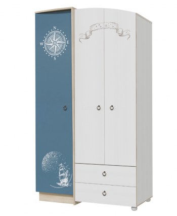 Шкаф для одежды Бриз 1200 Дуб ривьера/ Рамух белый/синий в Камне-на-Оби - kamen-na-obi.mebel54.com | фото