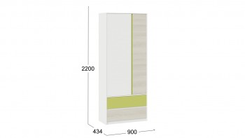 Шкаф для одежды комбинированный «Сканди» Дуб Гарден/Белый/Зеленый в Камне-на-Оби - kamen-na-obi.mebel54.com | фото
