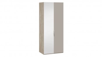Шкаф для одежды с 1 глухой и 1 зеркальной дверями левый «Эмбер» Баттл Рок/Серый глянец в Камне-на-Оби - kamen-na-obi.mebel54.com | фото