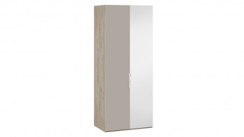 Шкаф для одежды с 1 глухой и 1 зеркальной дверями правый «Эмбер» Баттл Рок/Серый глянец в Камне-на-Оби - kamen-na-obi.mebel54.com | фото