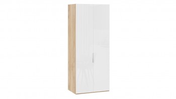 Шкаф для одежды с 2 глухими дверями «Эмбер» Яблоня Беллуно/Белый глянец в Камне-на-Оби - kamen-na-obi.mebel54.com | фото