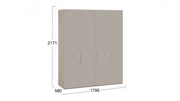 Шкаф для одежды с 4 глухими дверями «Эмбер» Баттл Рок/Серый глянец в Камне-на-Оби - kamen-na-obi.mebel54.com | фото