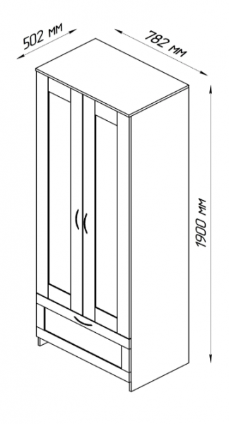Шкаф двухдверный Сириус с 1 ящиком дуб сонома в Камне-на-Оби - kamen-na-obi.mebel54.com | фото