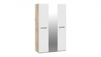 Шкаф комбинированный с 3-мя дверями «Фьюжн» Дуб делано/Белый глянец в Камне-на-Оби - kamen-na-obi.mebel54.com | фото