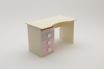 Стол (столешница с выемкой) Грэйси (Розовый/Серый/корпус Клен) в Камне-на-Оби - kamen-na-obi.mebel54.com | фото
